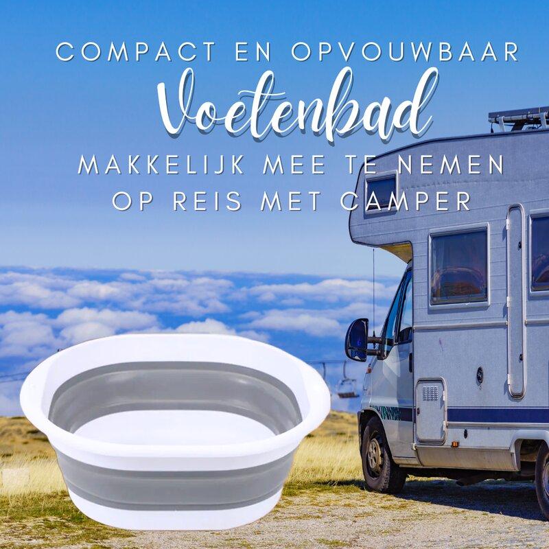 Compact en opvouwbaar voetenbad geschikt voor regenesis magnesium vlokken badkristallen. Handig voor in de camper.