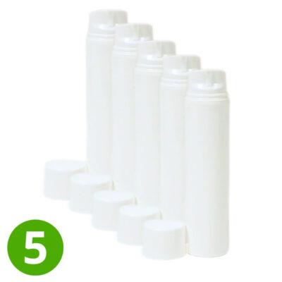 5x Plastic Airless Pompfles 150ml – Wit – Met witte dop
