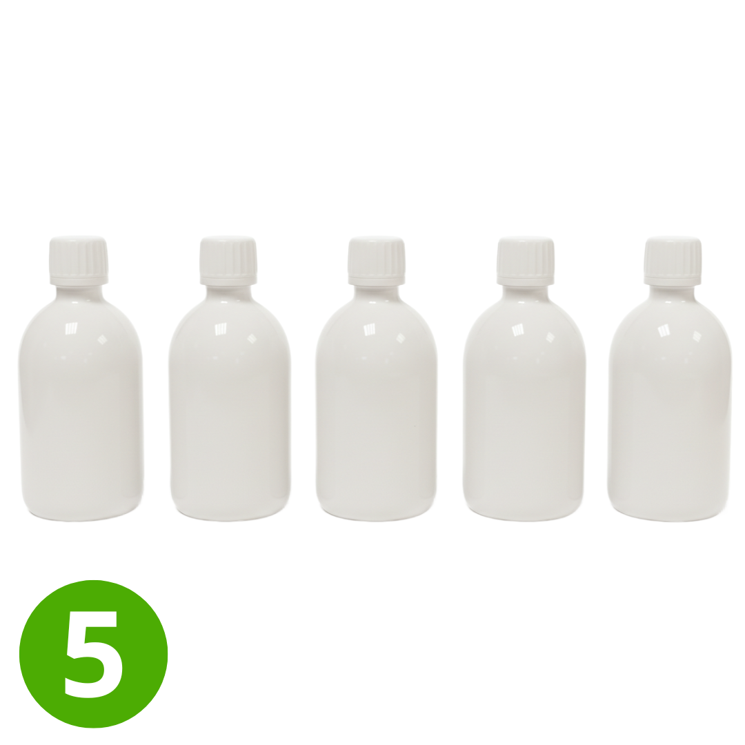 5x Lege Plastic Fles Sirop 500ml PET – Wit – Rond – Met Witte Dop